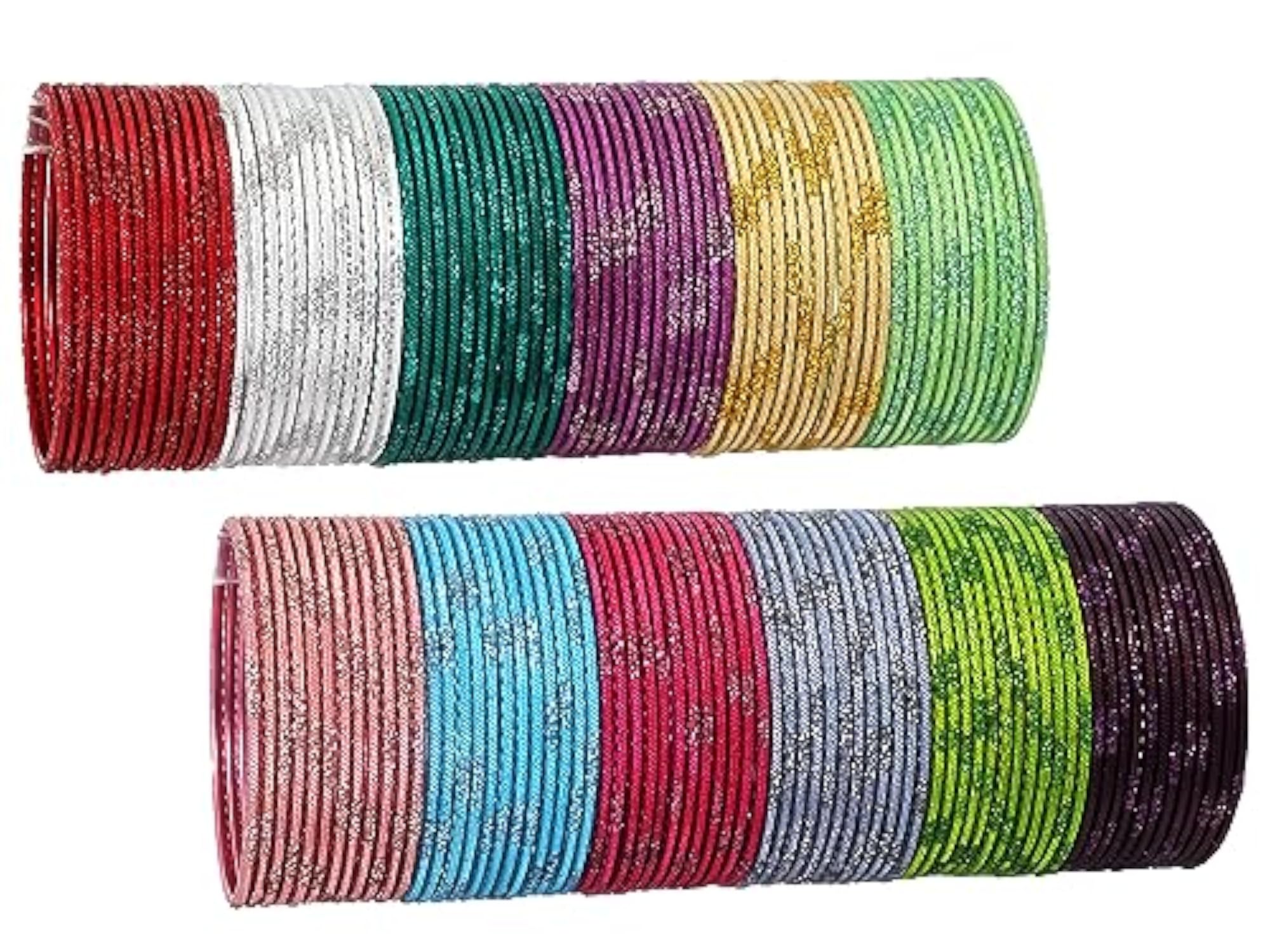 Multicolour Zari Cutting Bangles Set - Pack of 144